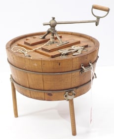 Salesman sample wooden barrel wash machine