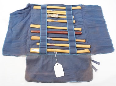 Salesman sample roll of 10 wooden tool handles