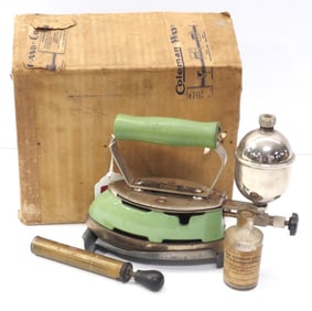 Coleman Model 5 gas iron in green