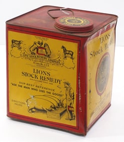 25-lb Lions Stock Remedy tin with lid