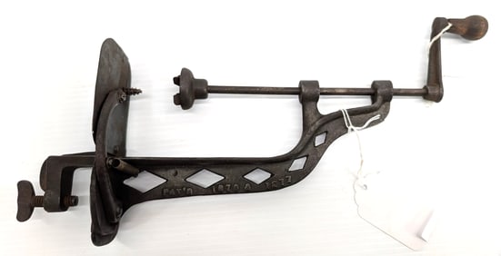 Unusual table-mount cast iron apple peeler