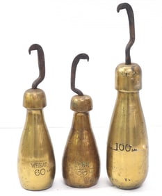 (3) Brass scale measures for wheat, corn & 100 lb