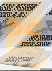 Hybrid Seed Corn sign & seed bag