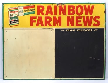 Rainbow Farm News chalkboard/notice board sign