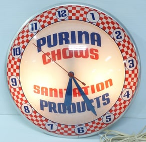 Purina Chows Sanitation Products lighted clock