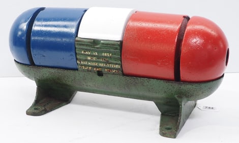 Hog-Joy cast iron red, white & blue hog oiler