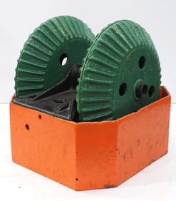 E.J. Smith double wheel cast iron hog oiler