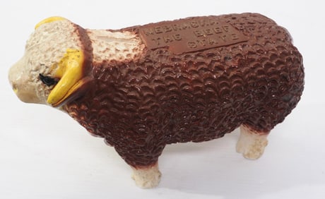 Plaster Hereford cow bank