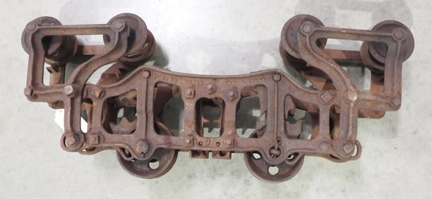 Unusual cast iron hay carrier, marked P.T.AU
