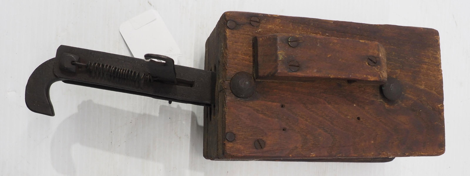 Early primitive, unusual wood & cast iron pulley (1 of 2)