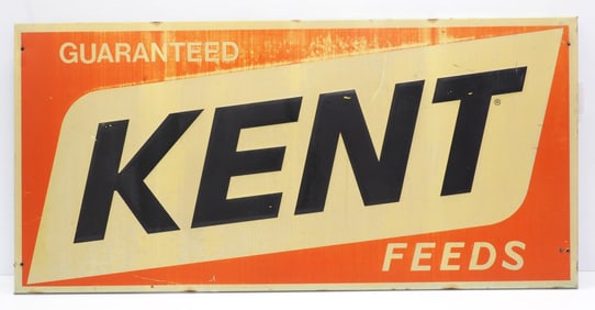Kent Feeds sign with wood back frame