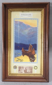 Framed paper Round Oak advertising calendar