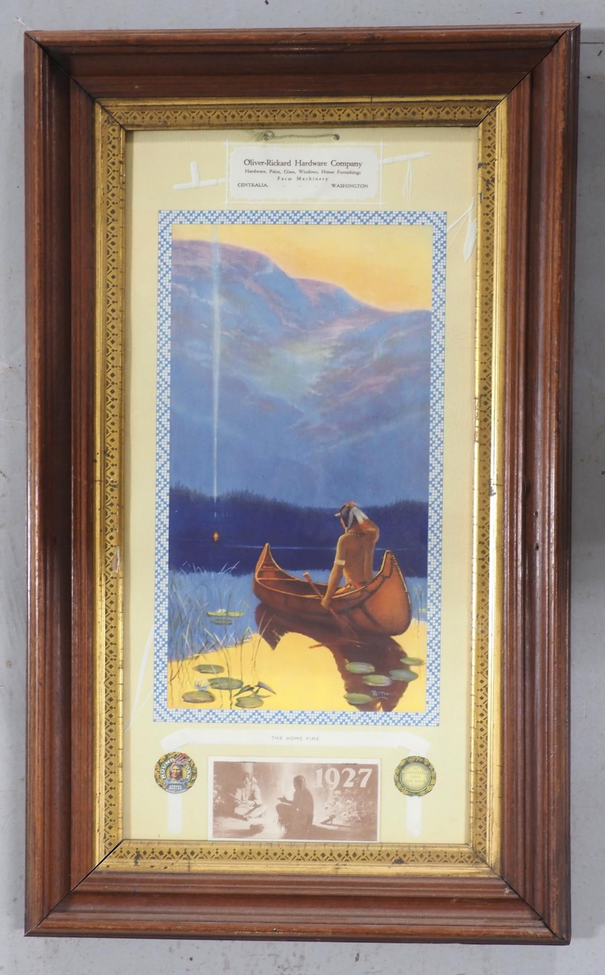 Framed paper Round Oak advertising calendar (1 of 2)