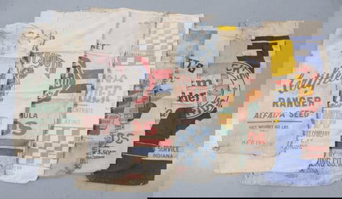 Assorted cloth feed bags