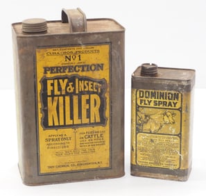 (2) Fly spray tins