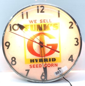 We Sell Funk's Hybrid Seed Corn lighted clock