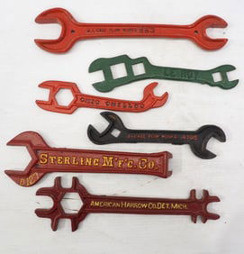 (6) Large cast iron wrenches