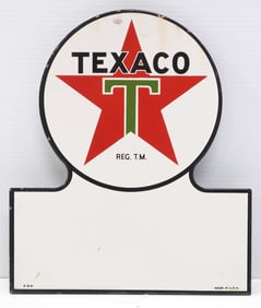 Texaco sign with mounting brackets on back