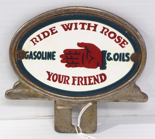 Ride with Rose license plate topper
