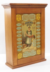 Phoenix Dyes wooden country store dye cabinet