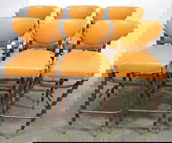 (6) Mid-Century Modern high-back bar stools