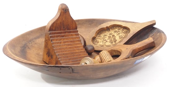 Large wooden dough bowl