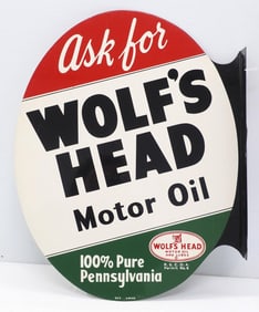 Ask for Wolf's Head Motor Oil sign