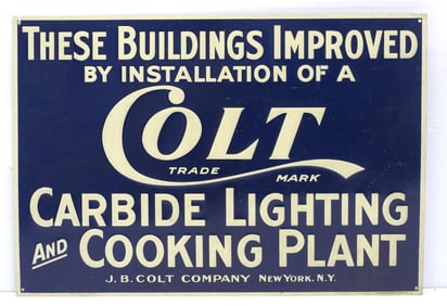 Colt Carbide Lighting and Cooking Plant sign