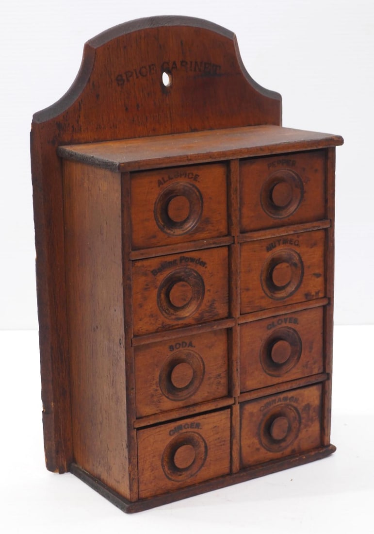 Wooden wall-mount 8-drawer spice cabinet (1 of 3)