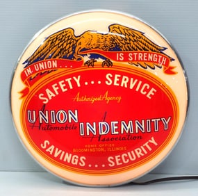 Union Indemnity Automobile Association lighted sign
