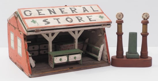 Folk art, wooden General Store building
