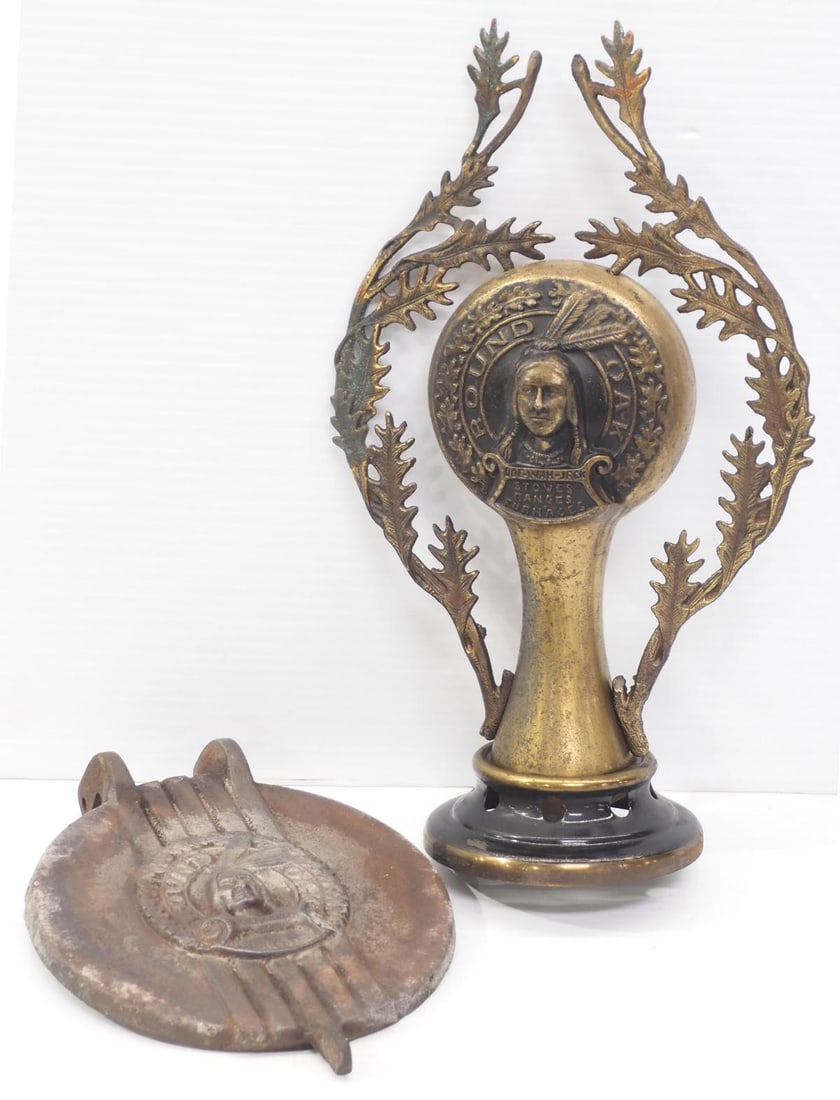 Round Oak stove topper and door: Round Oak stove decorative topper (13"H) and cast iron door (6.5"dia)