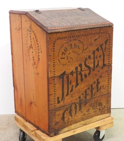 Large wooden Jersey Coffee bin