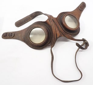 Pair of leather & plastic horse goggles