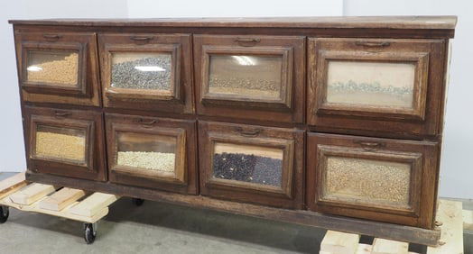 8-drawer country store seed counter base