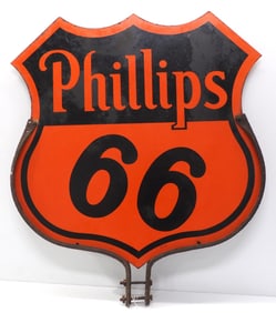 Phillips 66 shield sign with iron frame