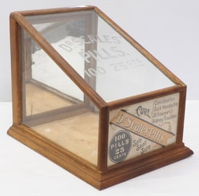 Dr Scales' Pills country store display case"H