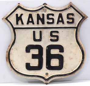 Kansas US 36 road sign