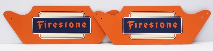 (2) Firestone tin tire stands