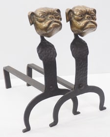 Fireplace trammels with bulldog head tops