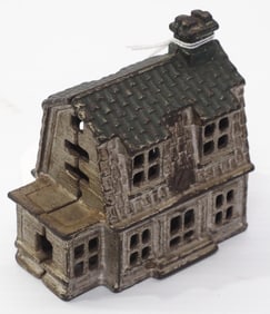 Cast iron building-shaped bank