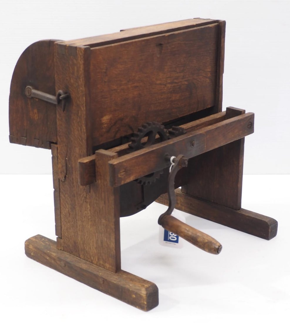 Early wooden hand-crank vegetable slicer (1 of 2)