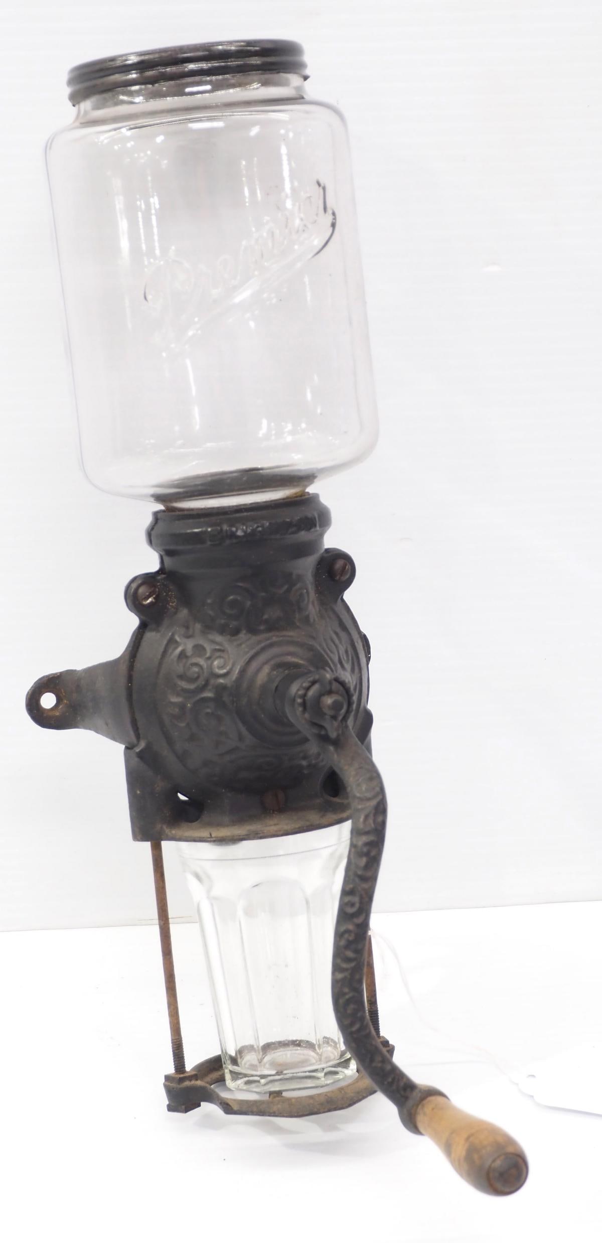 Brighton Premier wall-mount coffee grinder: Brighton Premier glass & cast iron wall-mount coffee grinder