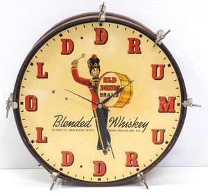 Old Drum Blended Whiskey advertising clock
