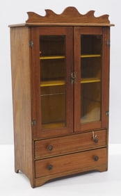 Child's oak hutch with glass doors