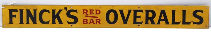 Finck's Red Bar Overalls sign