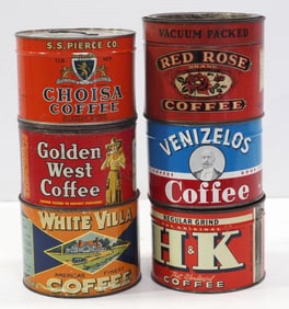 (6) Colorful coffee tins
