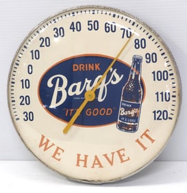 Drink Barq's "We Have It" root beer thermometer