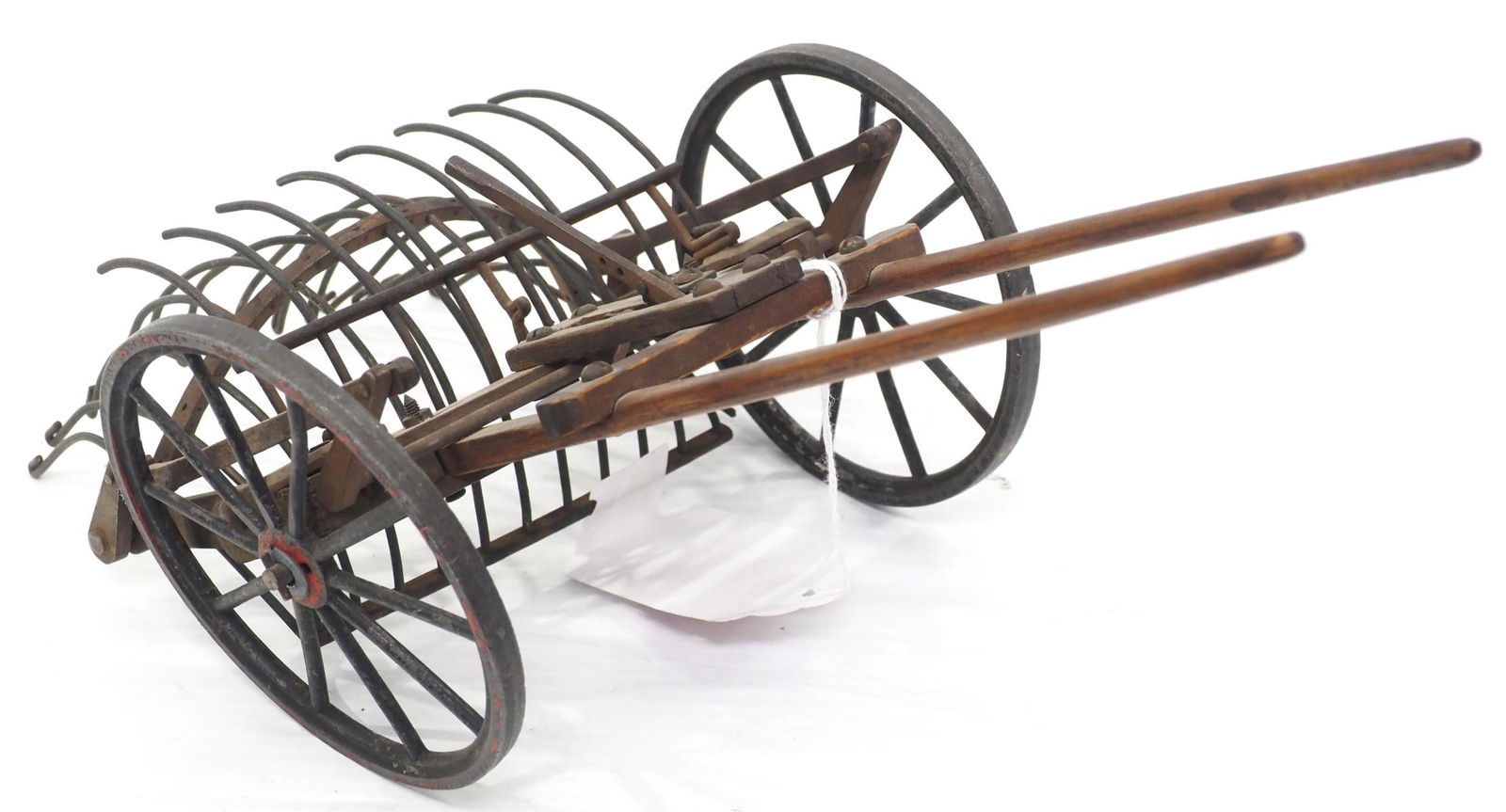 Salesman sample wood & metal hay dump rake (1 of 2)