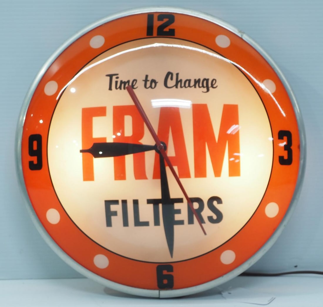 Fram Filters double bubble lighted clock (1 of 2)